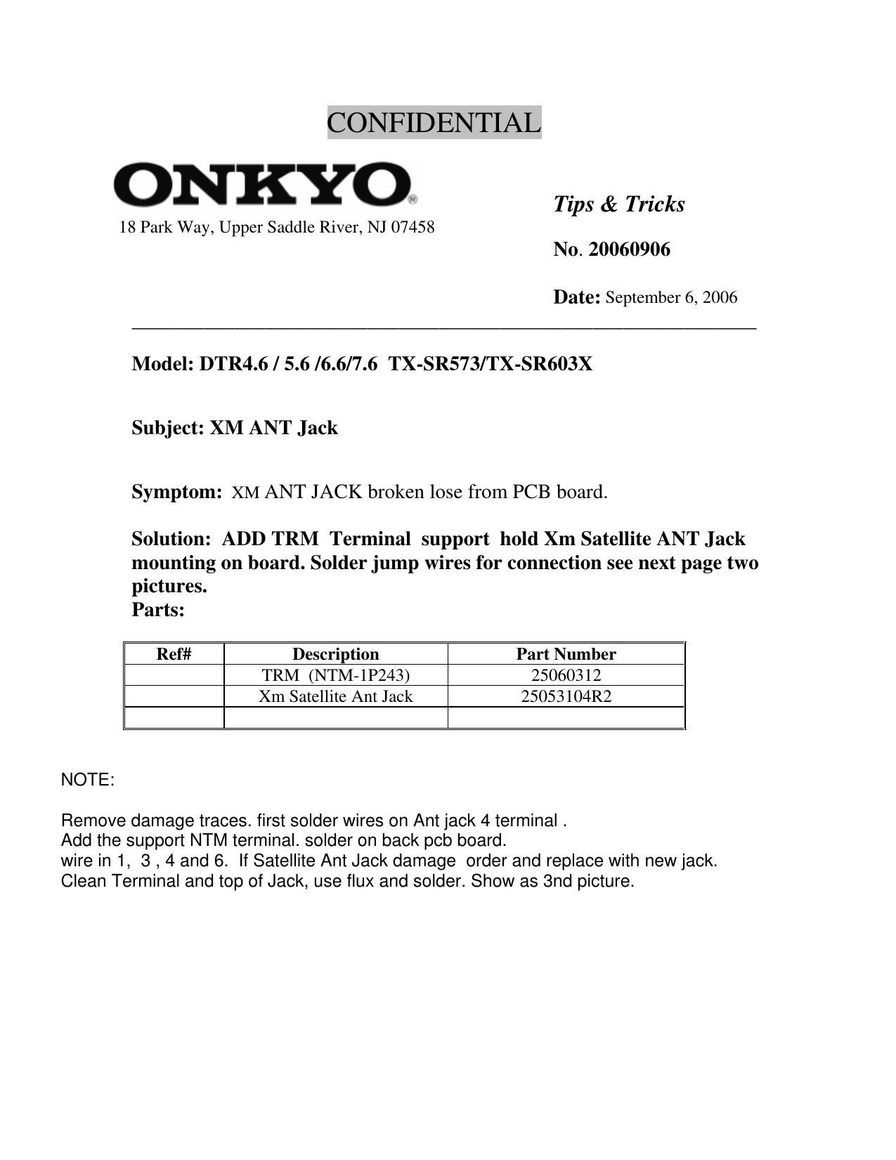 Onkyo TXRS 703 Service Information 3