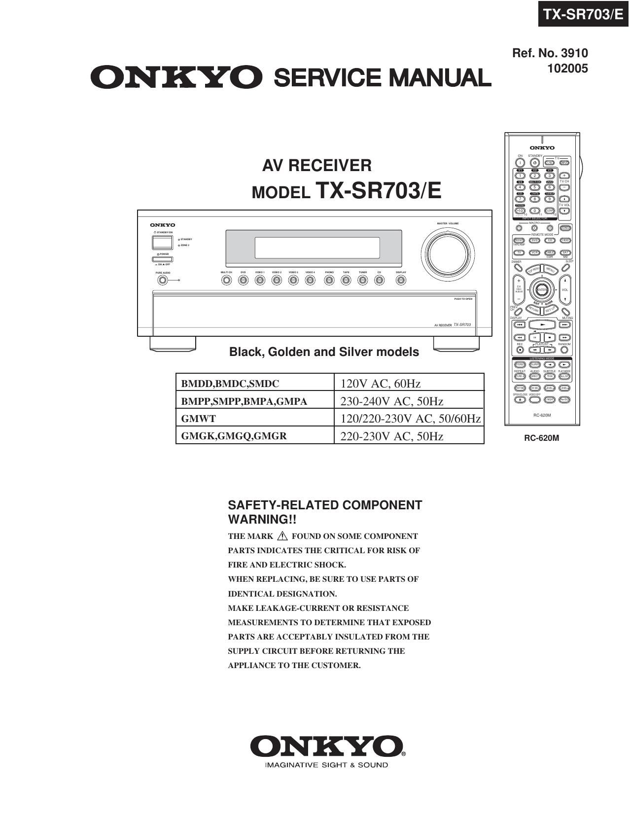 Onkyo TXRS 703 Service Manual