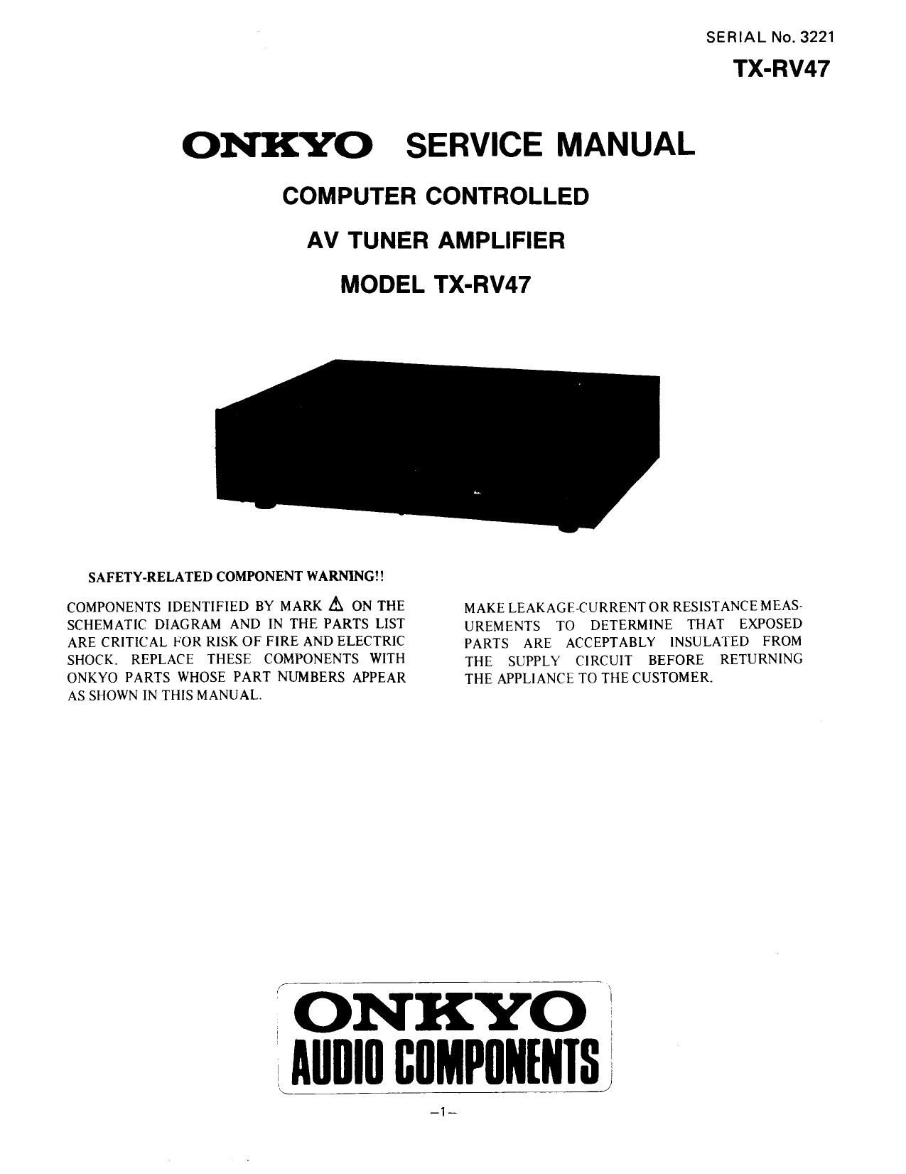 Onkyo TXRV 47 Service Manual