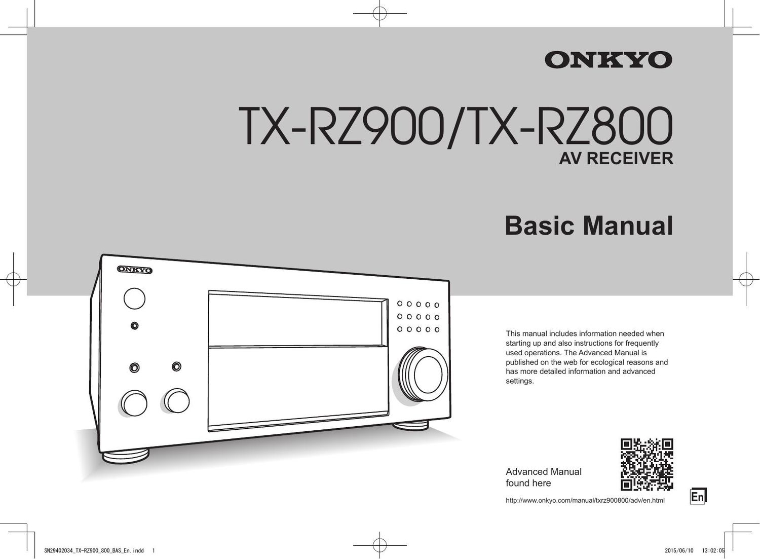 Onkyo TXRZ 900 Service Manual