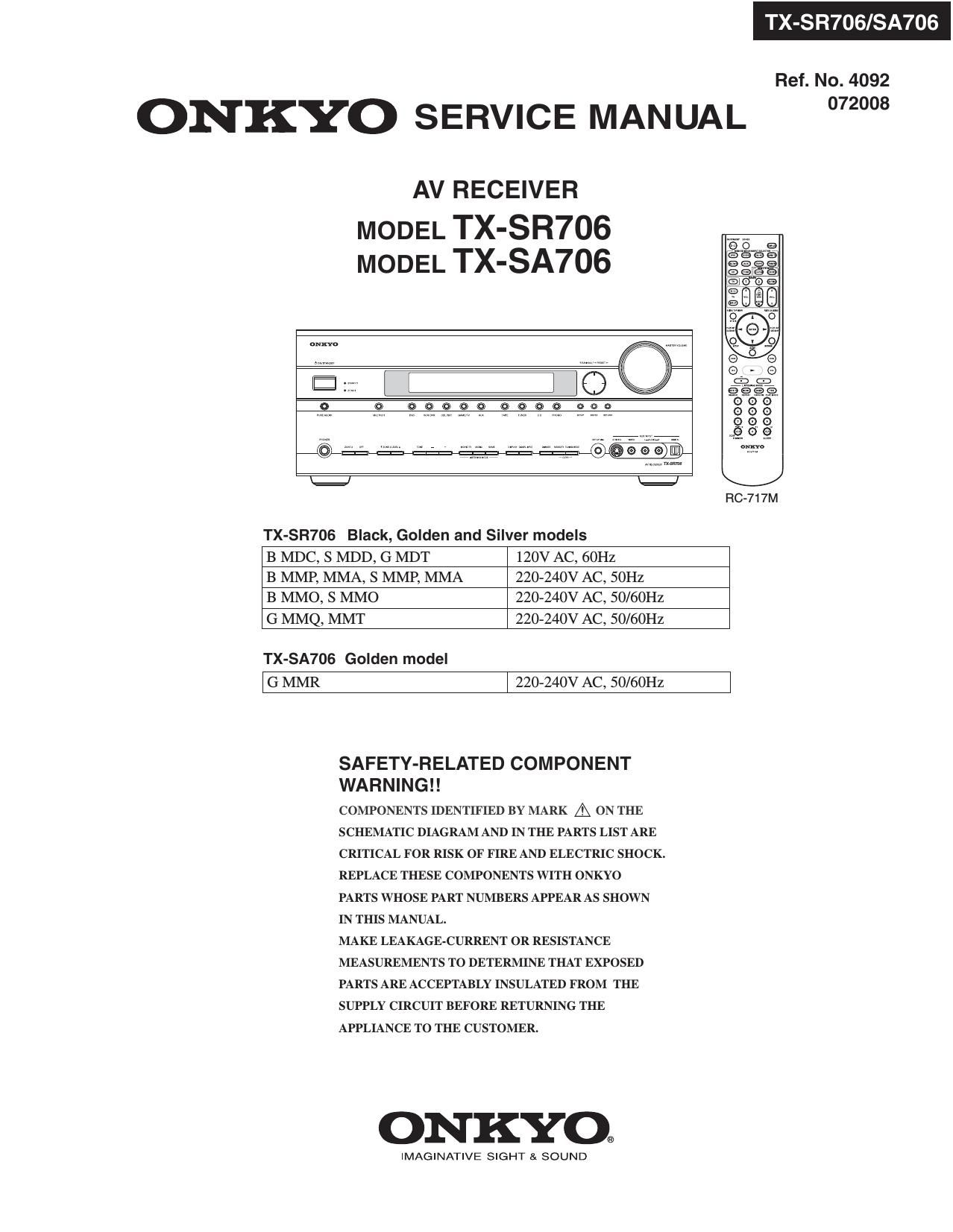 Onkyo TXSA 706 Service Manual