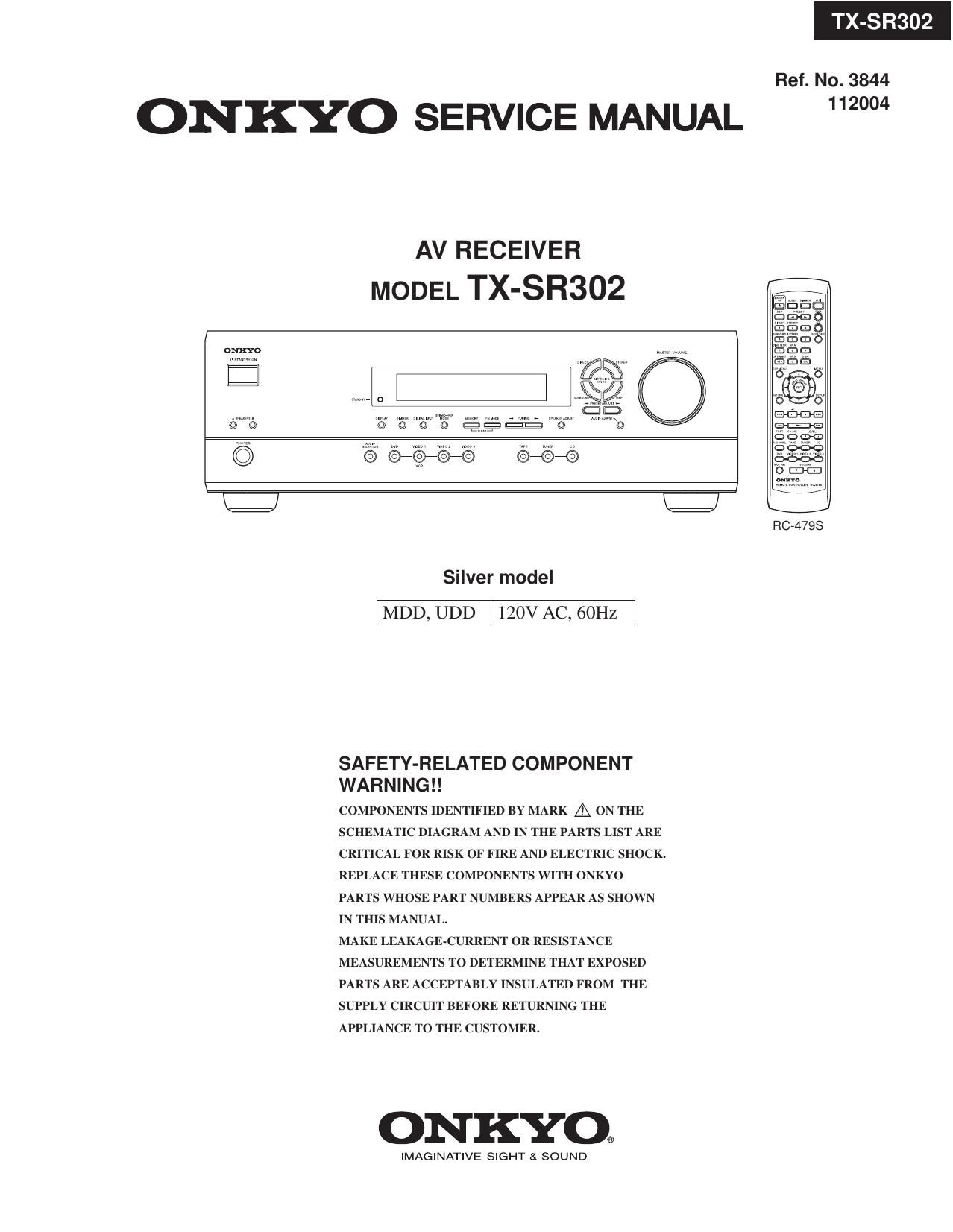 Onkyo TXSR 302 Service Manual