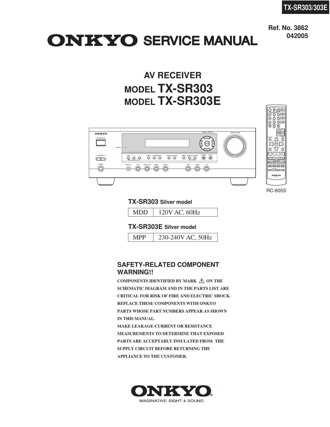 Onkyo TXSR 303 E Service Manual