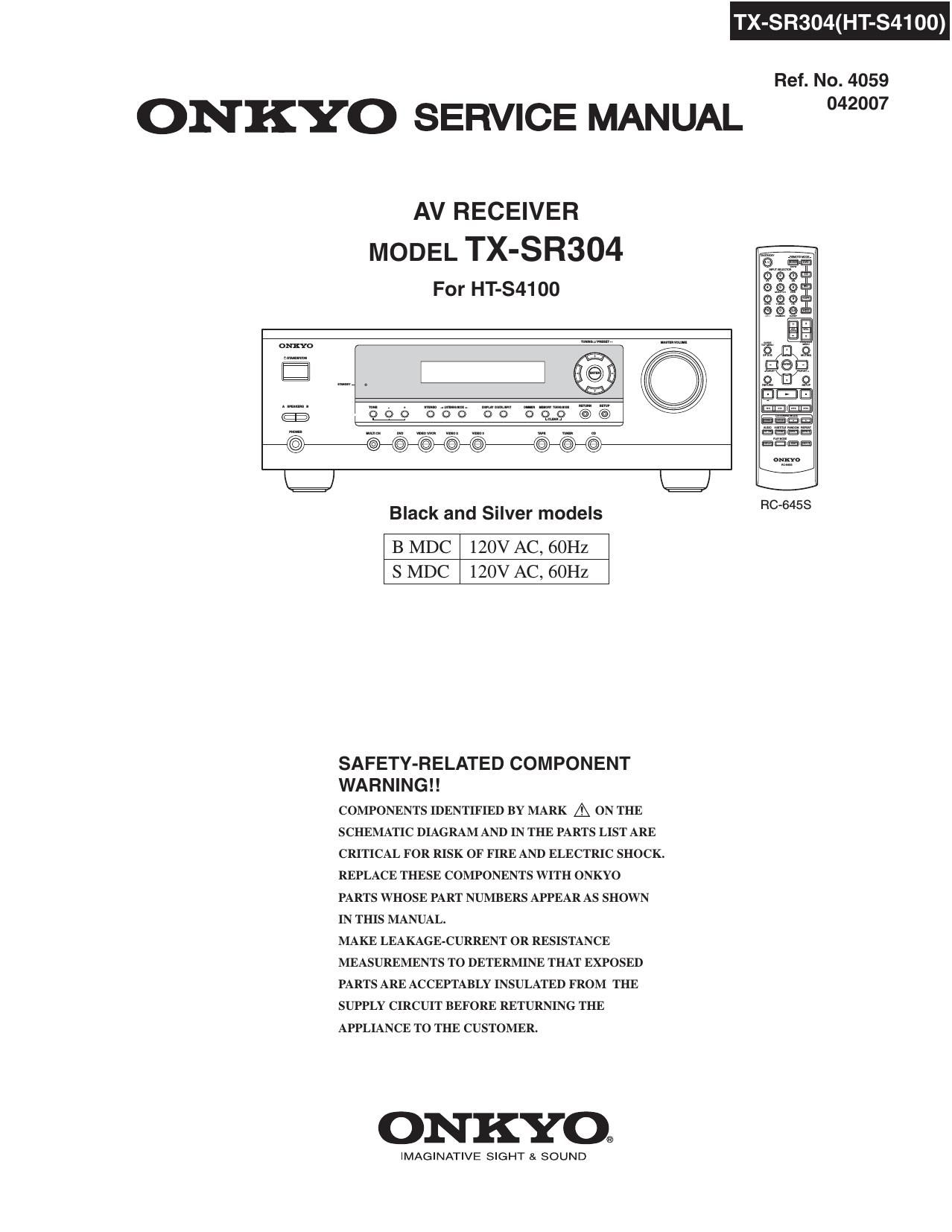 Onkyo TXSR 304 Service Manual