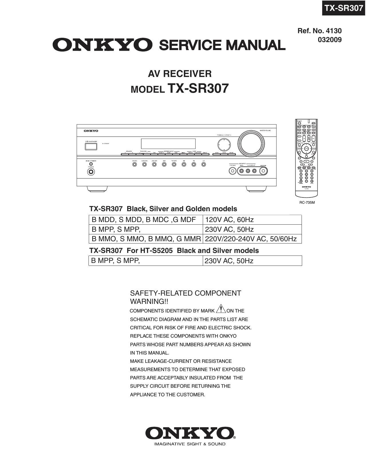 Onkyo TXSR 307 Service Manual 2