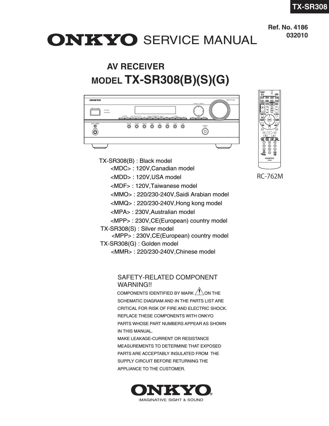 Onkyo TXSR 308 Service Manual