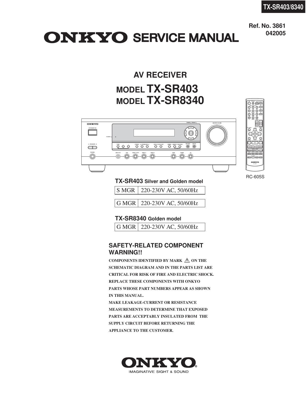 Onkyo TXSR 403 Service Manual