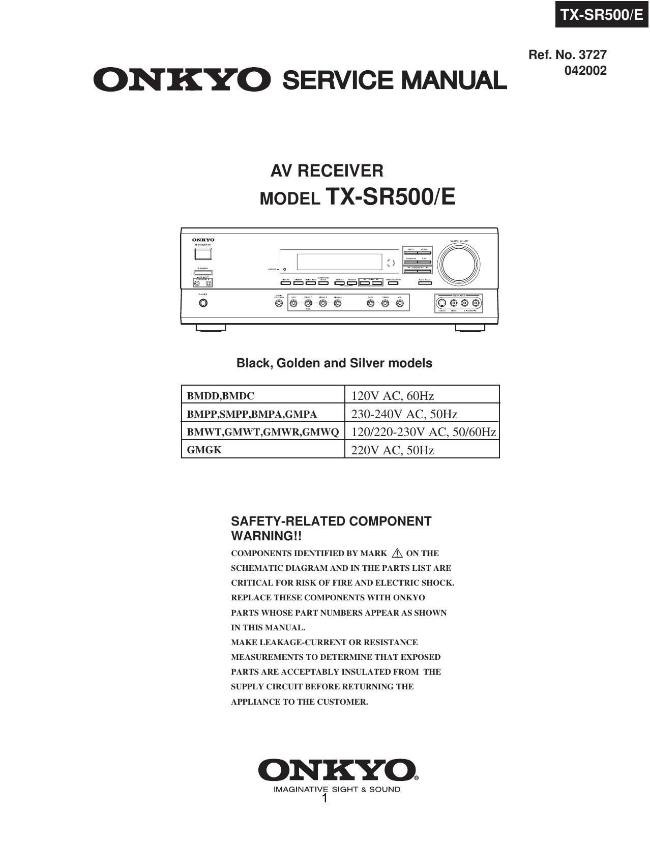 Onkyo TXSR 500 Service Manual