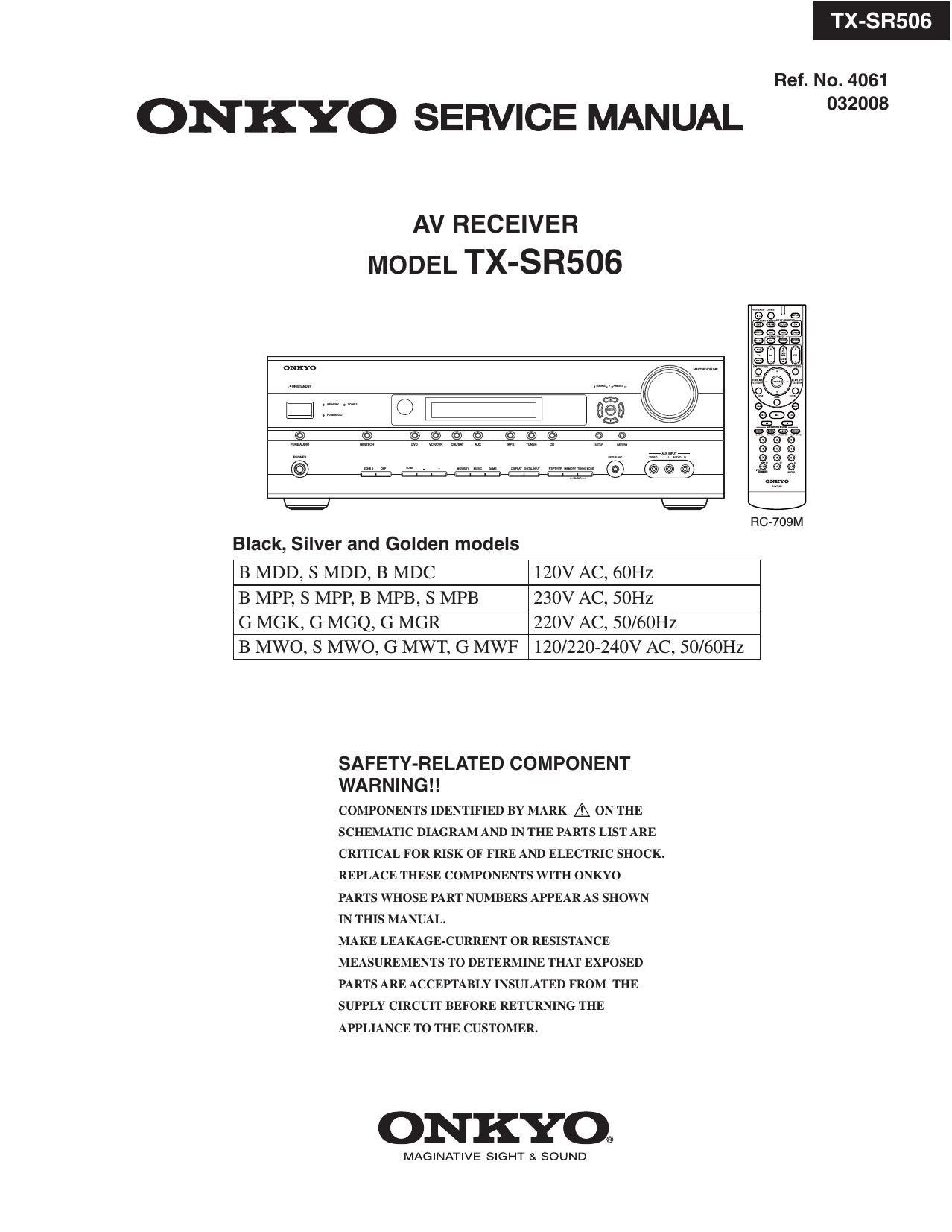 Onkyo TXSR 506 Service Manual