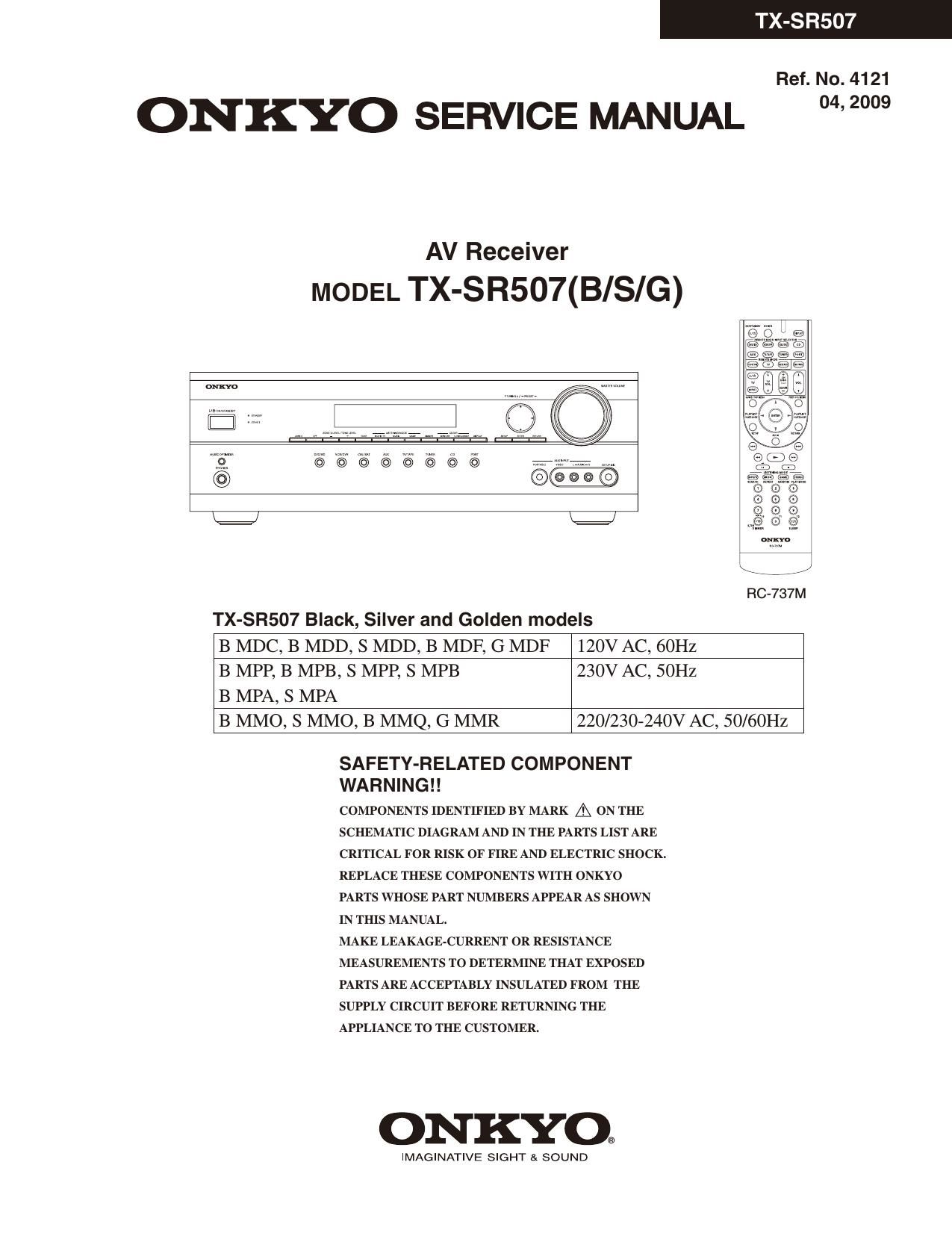 Onkyo TXSR 507 Service Manual