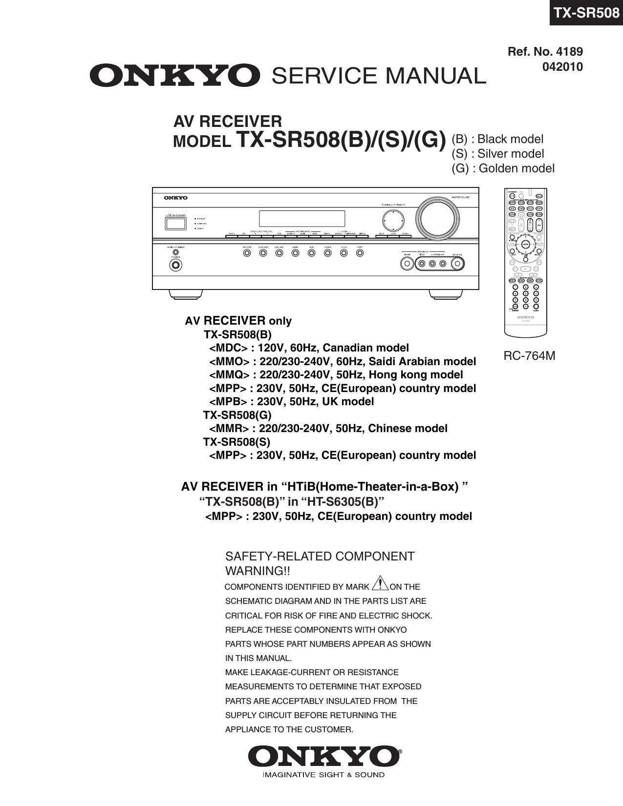 Onkyo TXSR 508 Service Manual