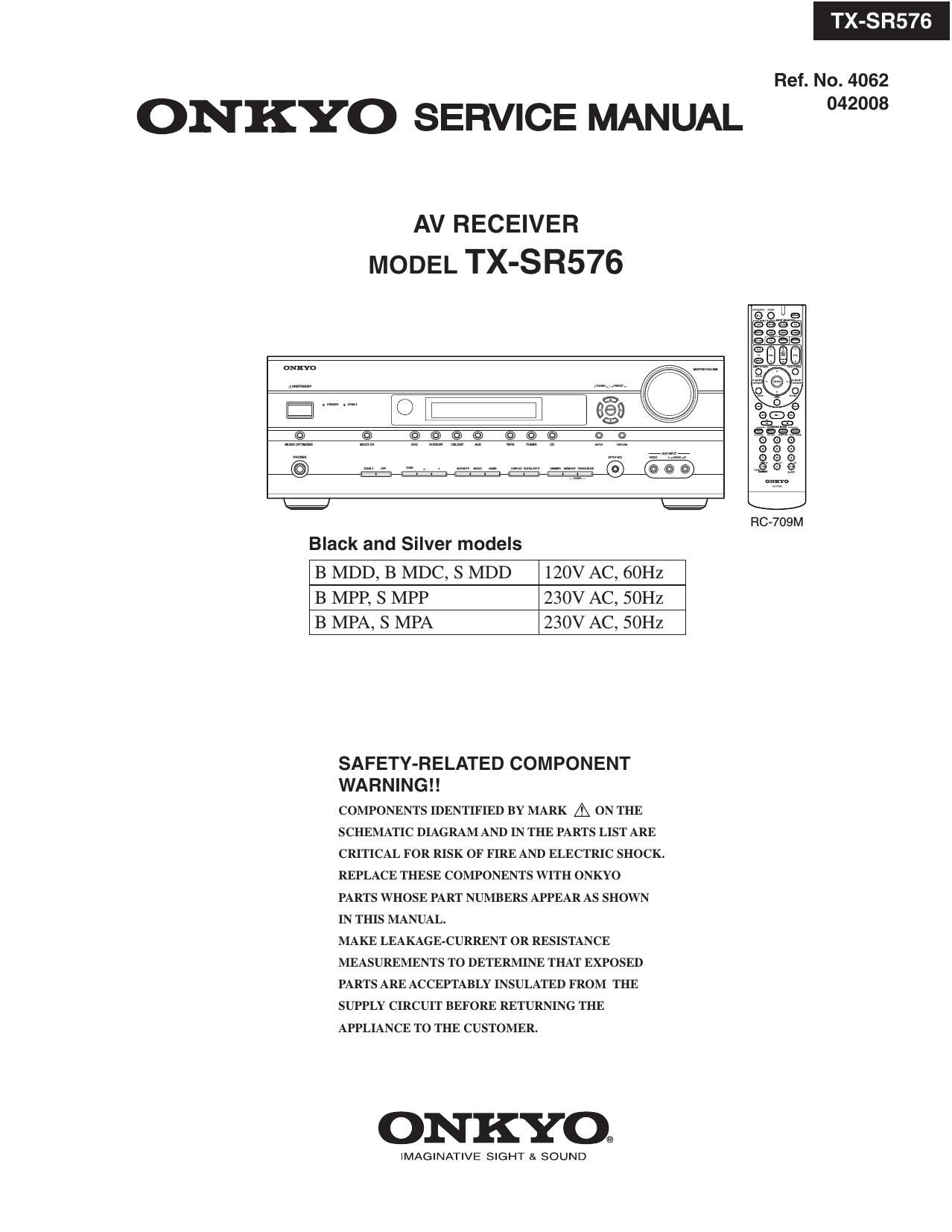 Onkyo TXSR 576 Service Manual