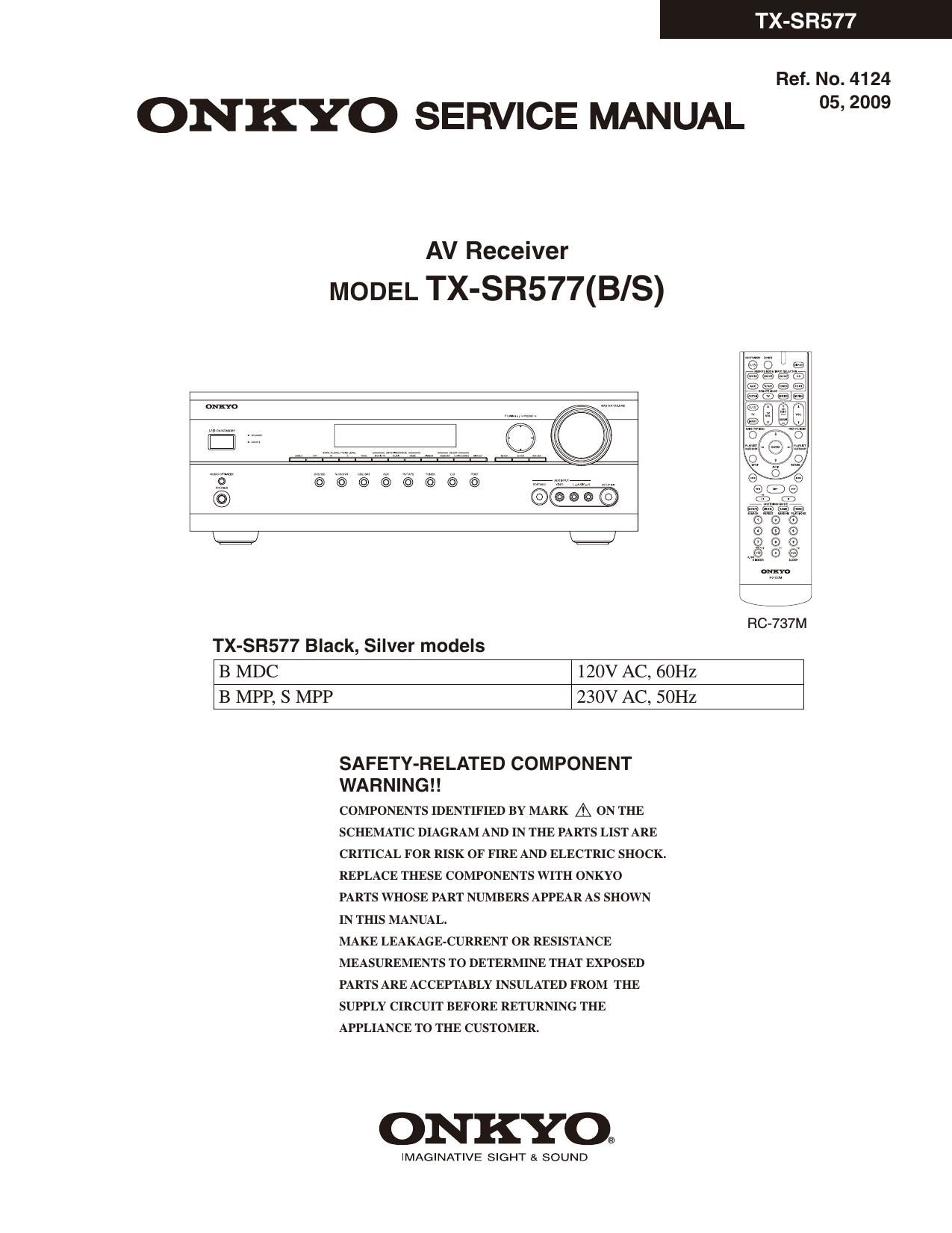 Onkyo TXSR 577 Service Manual