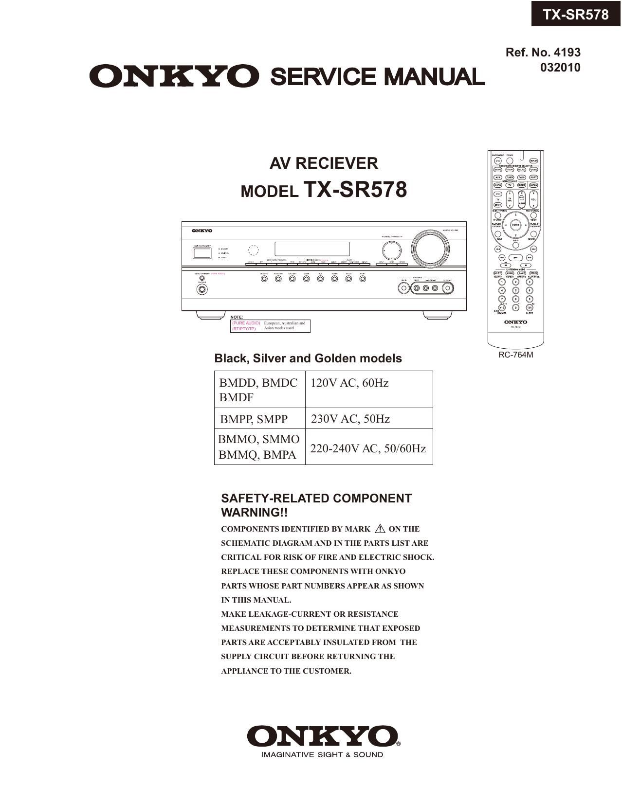 Onkyo TXSR 578 Service Manual