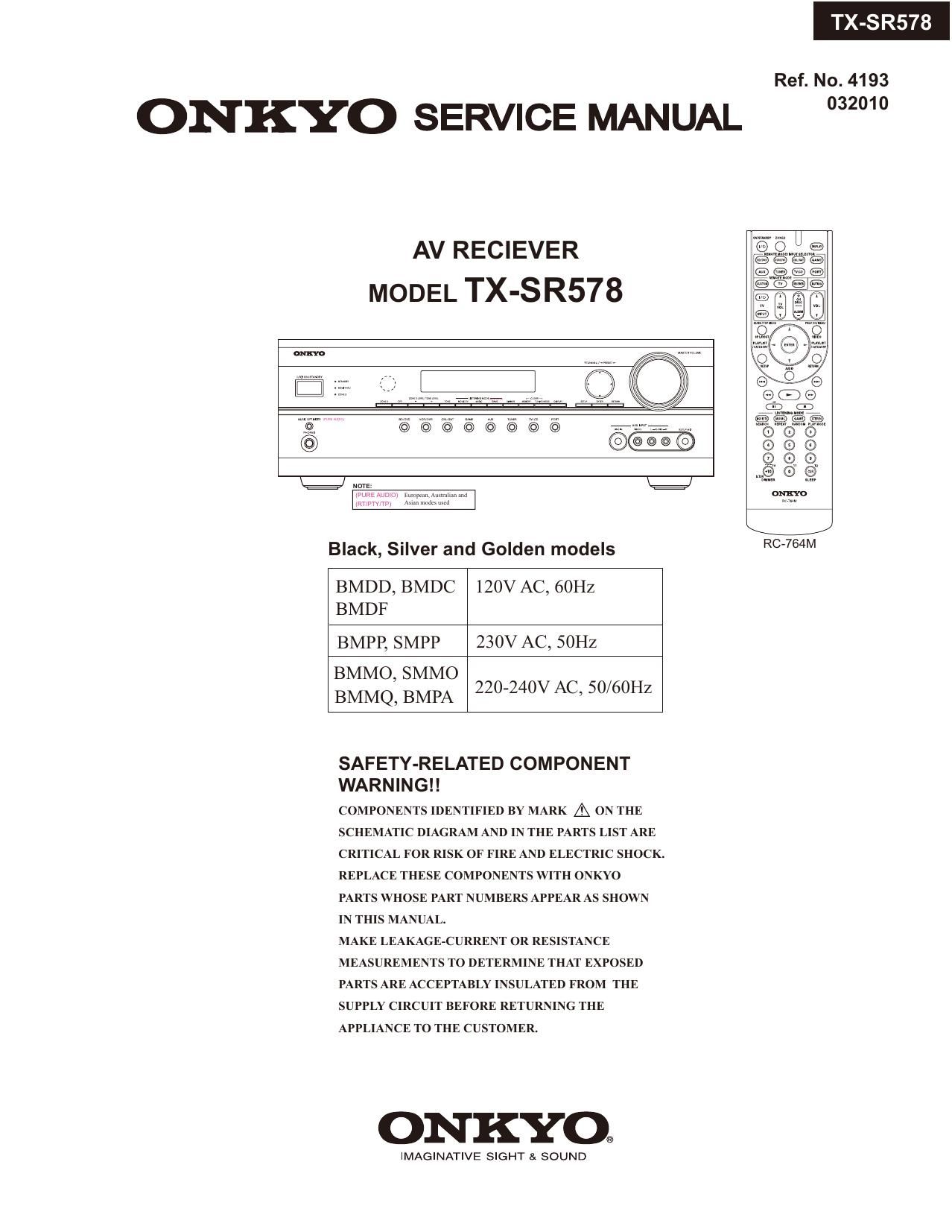 Onkyo TXSR 578 Service Manual