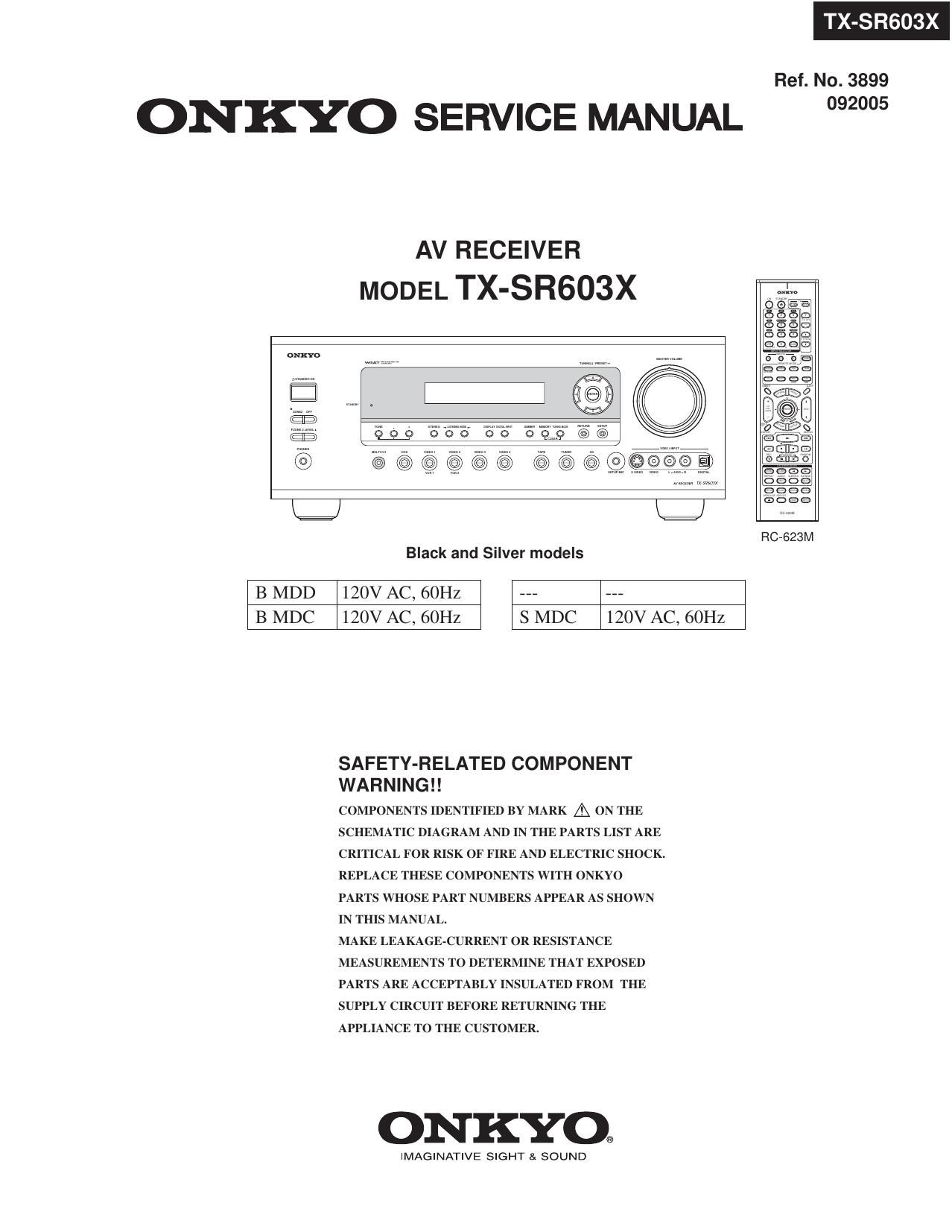 Onkyo TXSR 603 X Service Manual