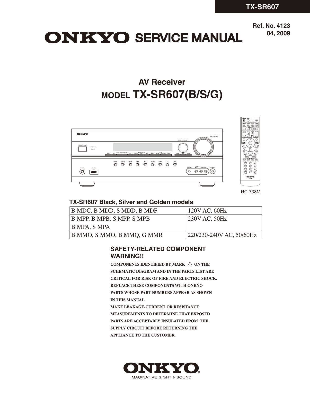 Onkyo TXSR 607 Service Manual