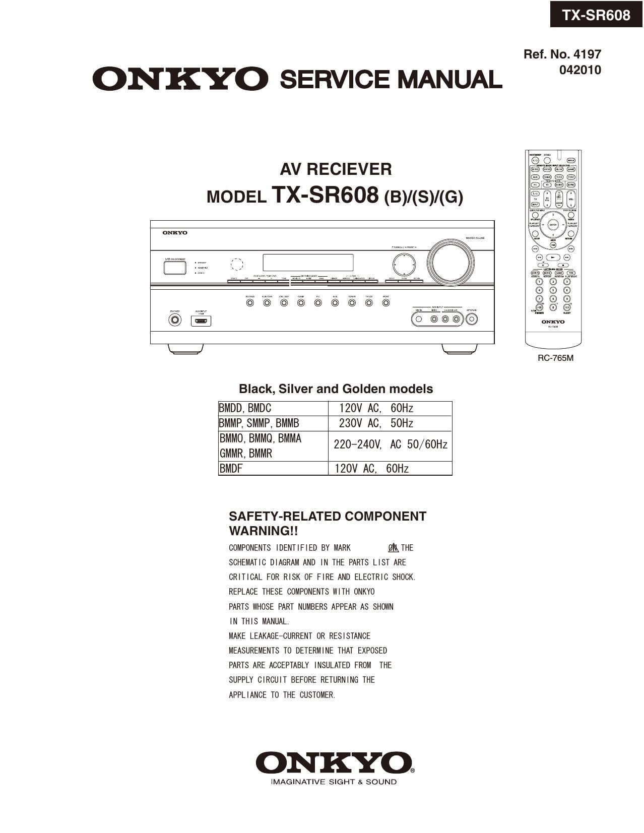 Onkyo TXSR 608 Service Manual