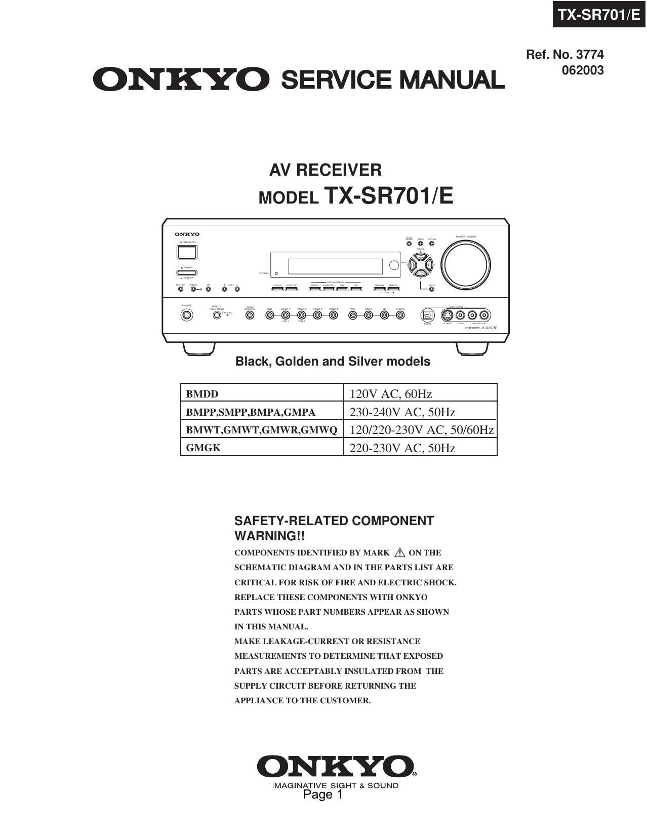 Onkyo TXSR 701 Service Manual