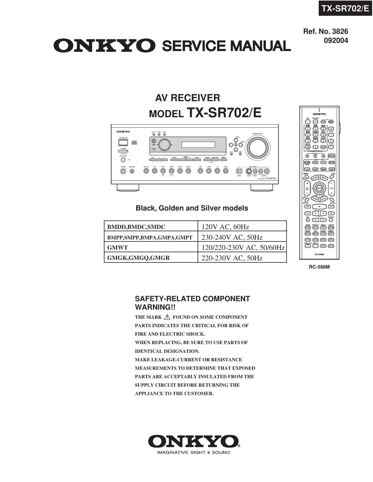 Onkyo TXSR 702 Service Manual