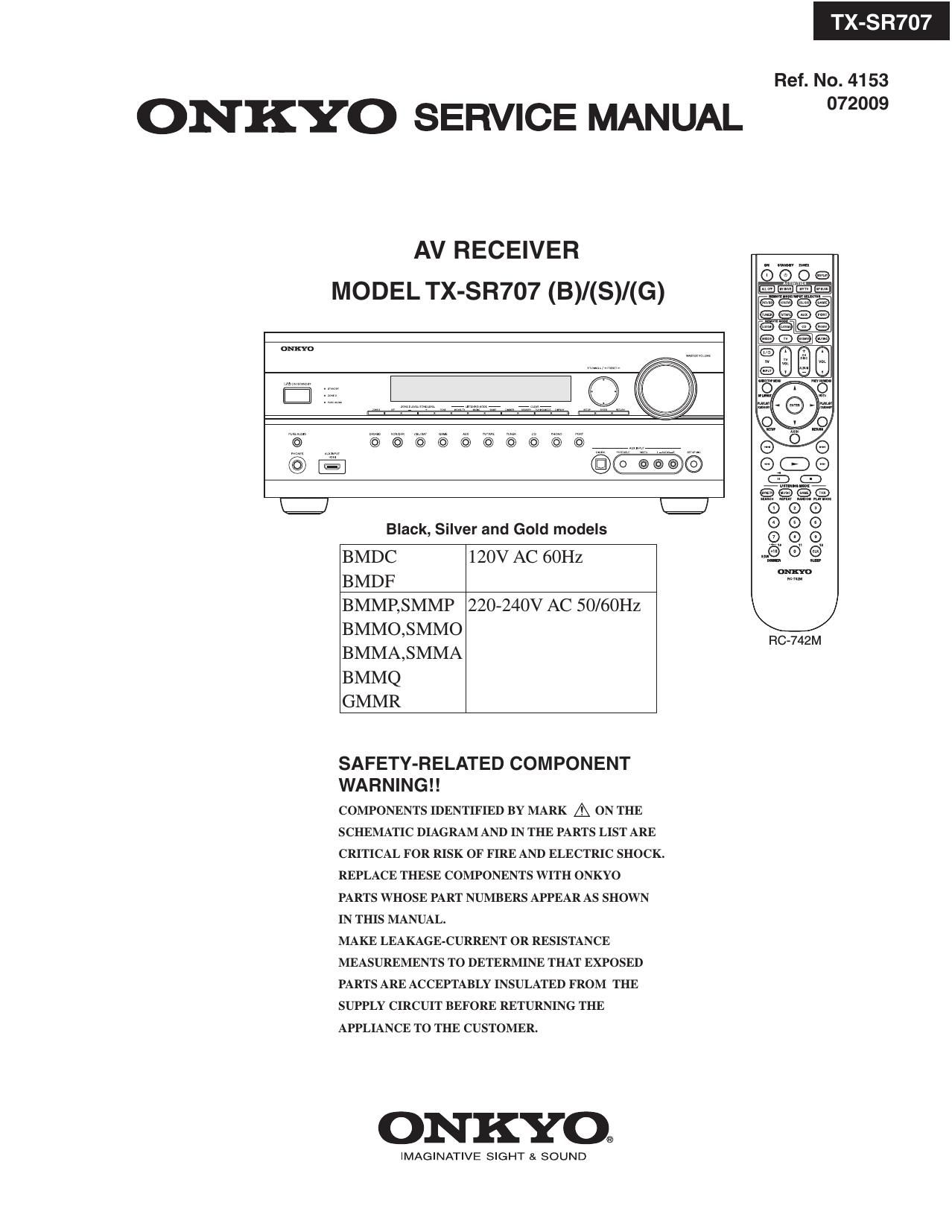 Onkyo TXSR 707 Service Manual