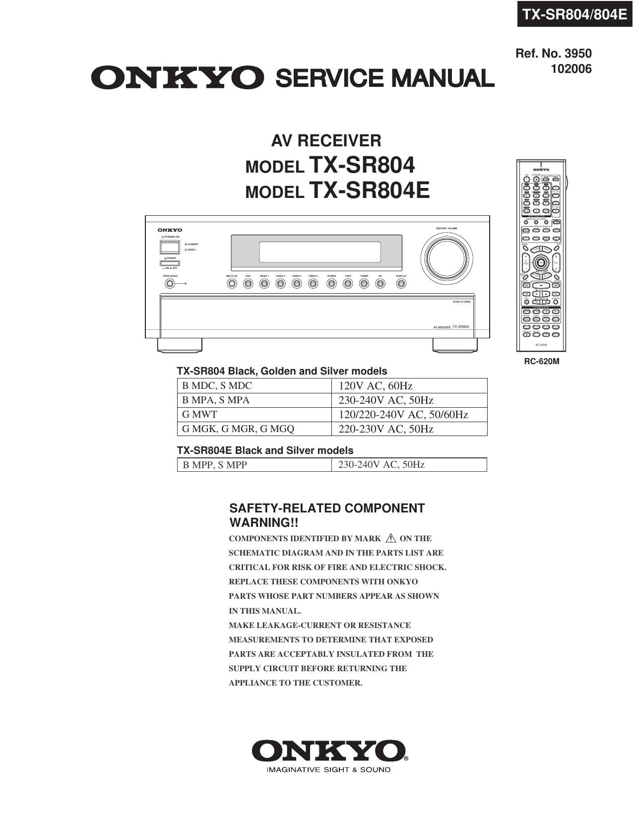 Onkyo TXSR 804 E Service Manual