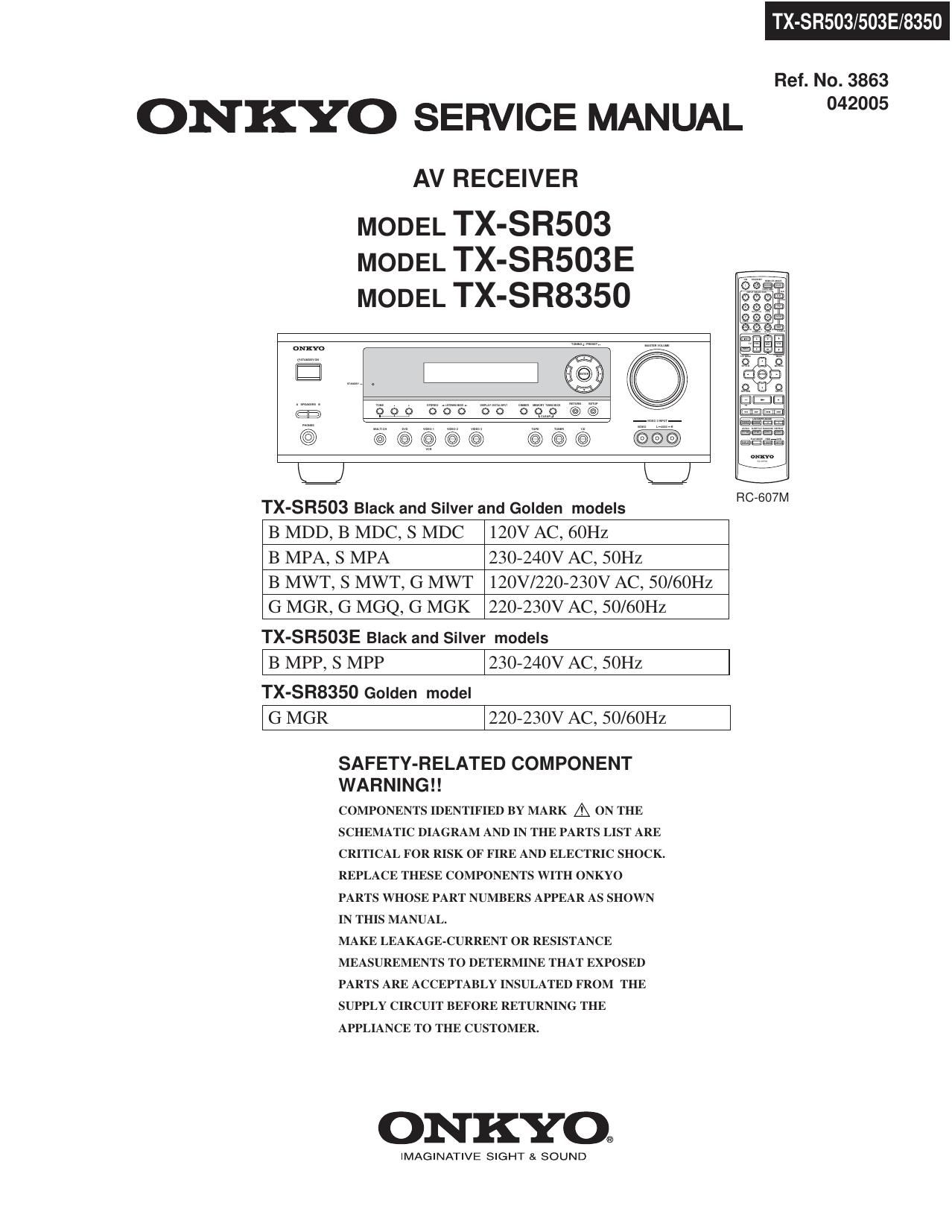 Onkyo TXSR 8350 Service Manual