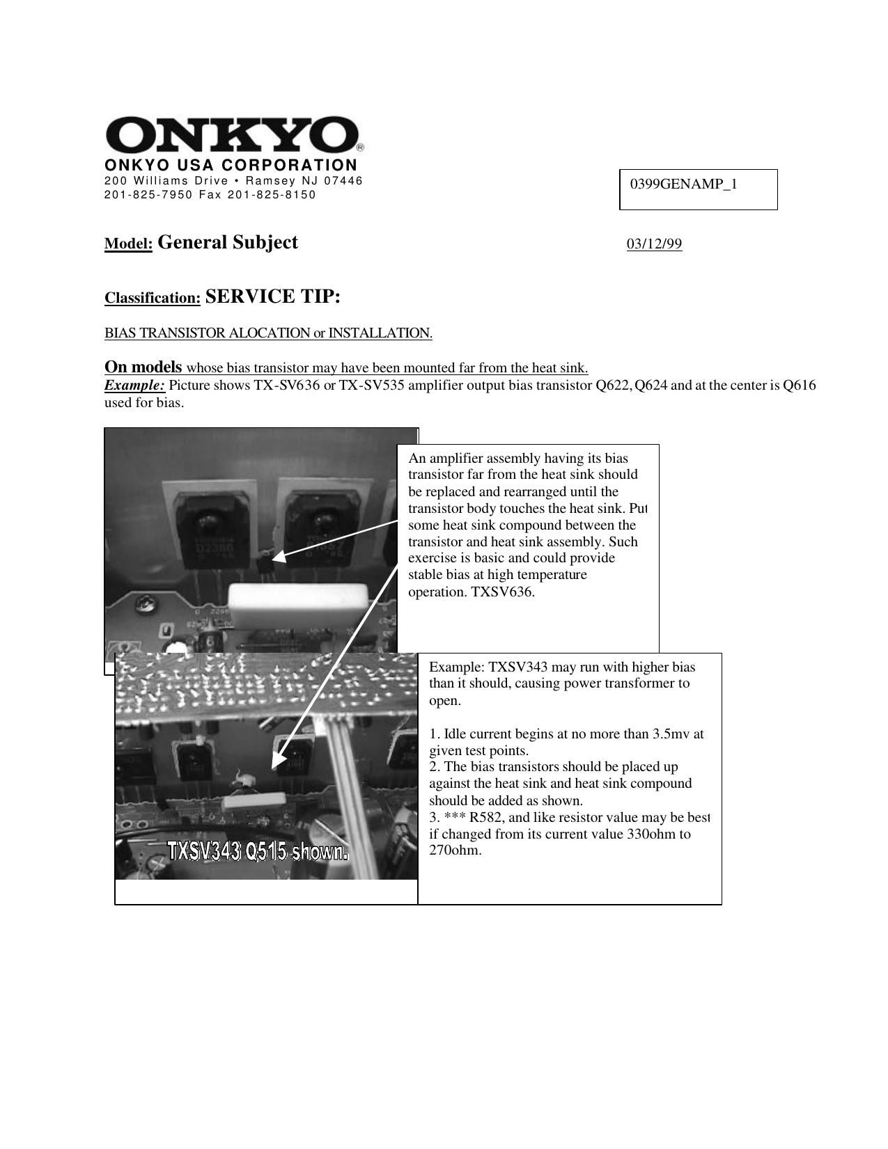 Onkyo TXSV 525 Service Information 2
