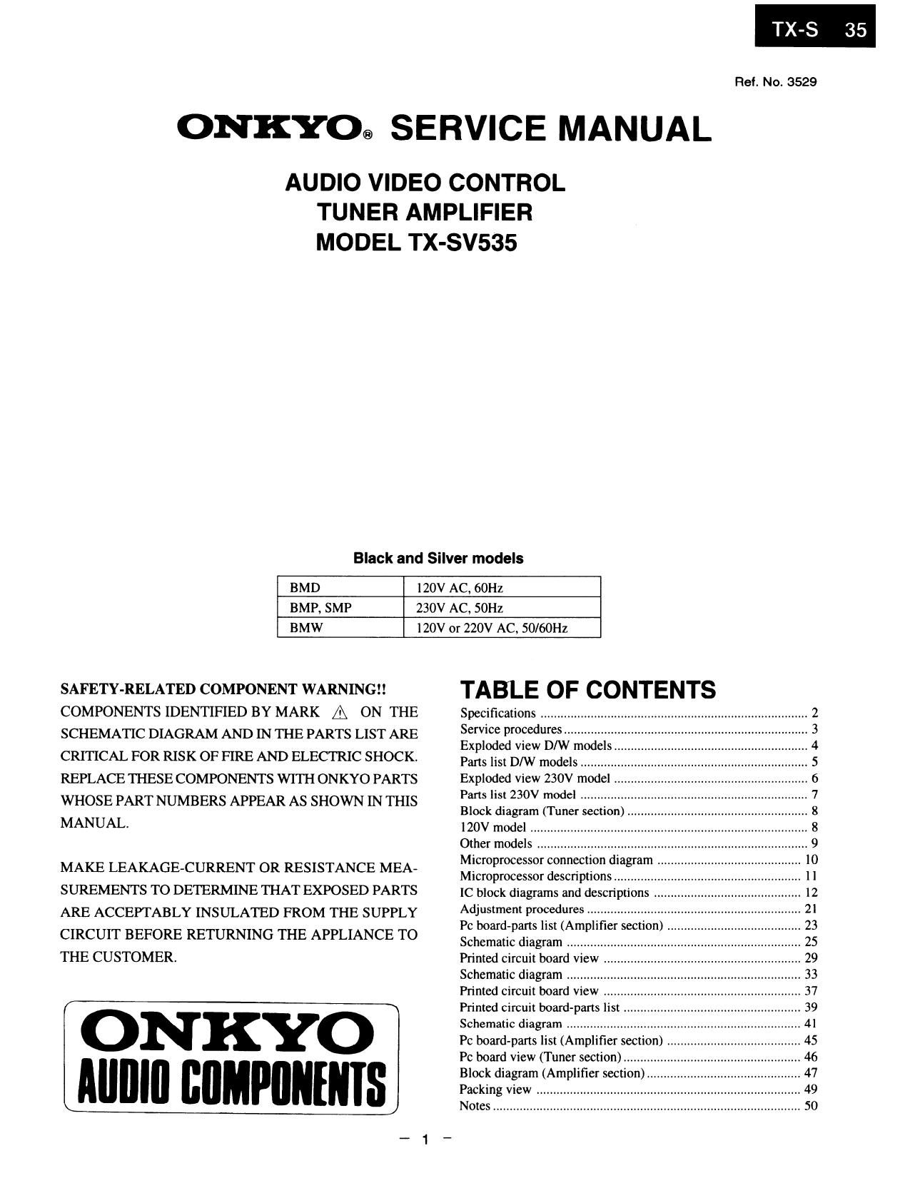 Onkyo TXSV 535 Service Manual
