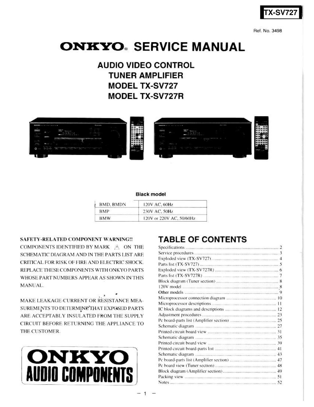 Onkyo TXSV 727 Service Manual