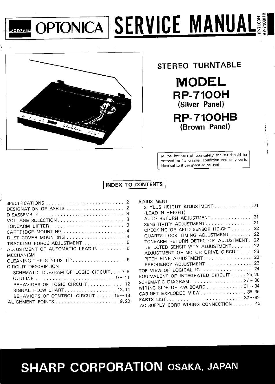 optonica rp 7100 h service manual