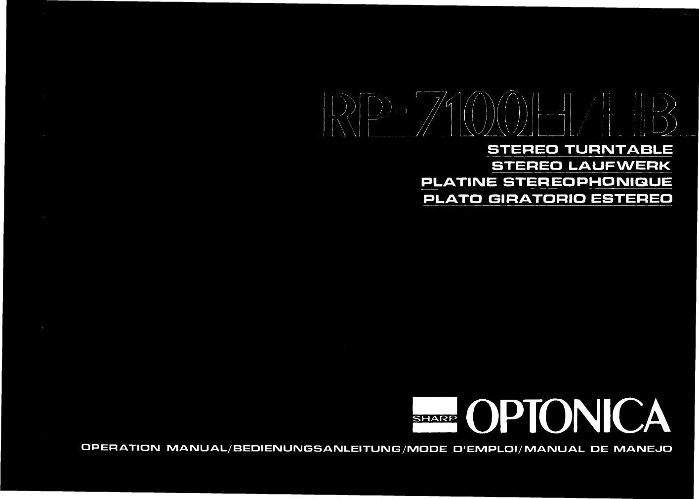 optonica rp 7100 hb owners manual
