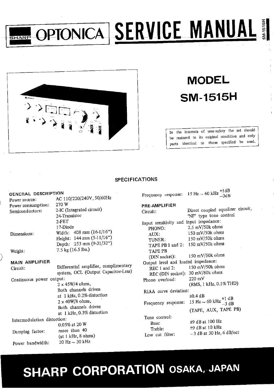 optonica sm 1515 h service manual