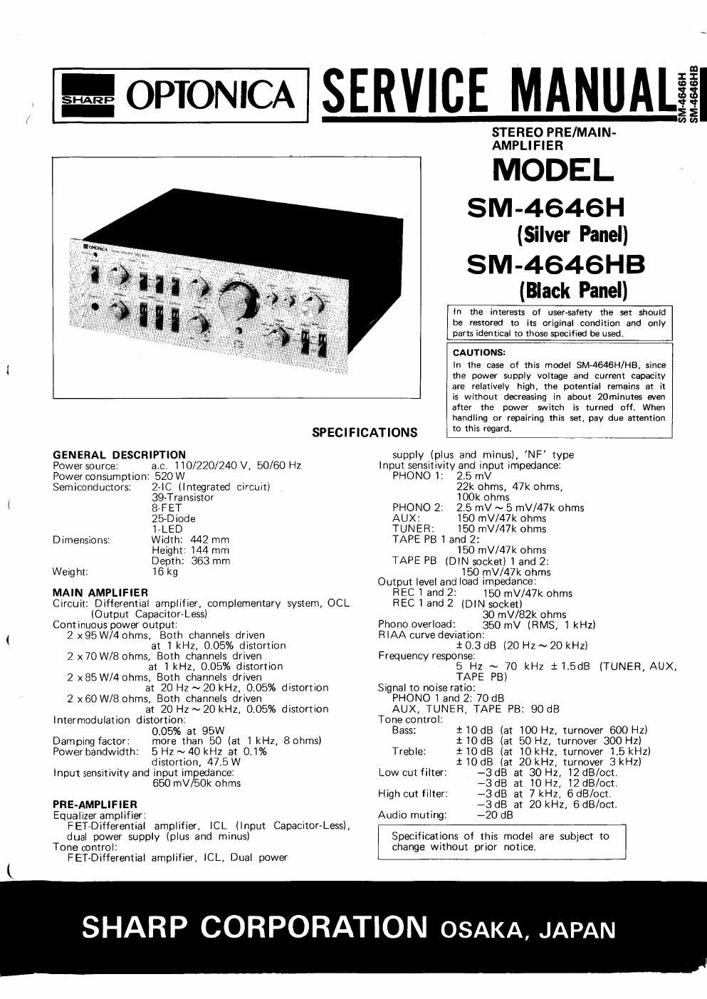 optonica sm 4646 h hb service manual