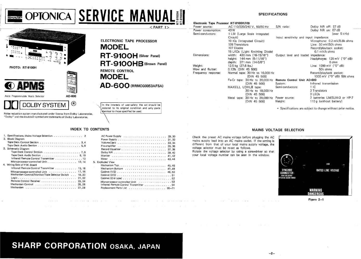 optonica rt 9100 h service manual