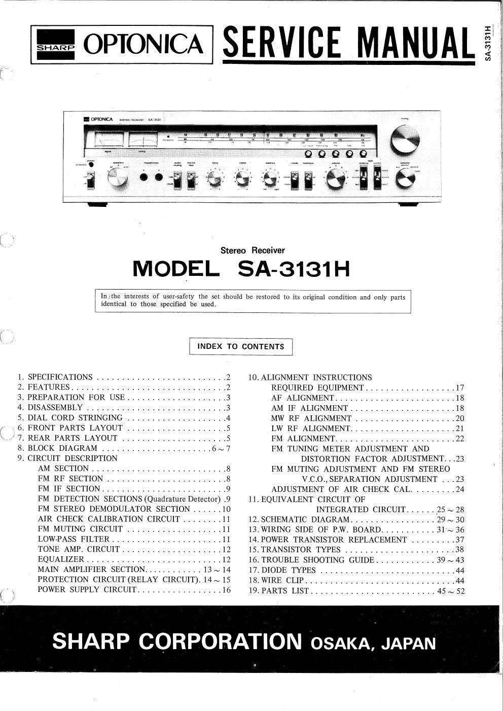 optonica sa 3131 h service manual