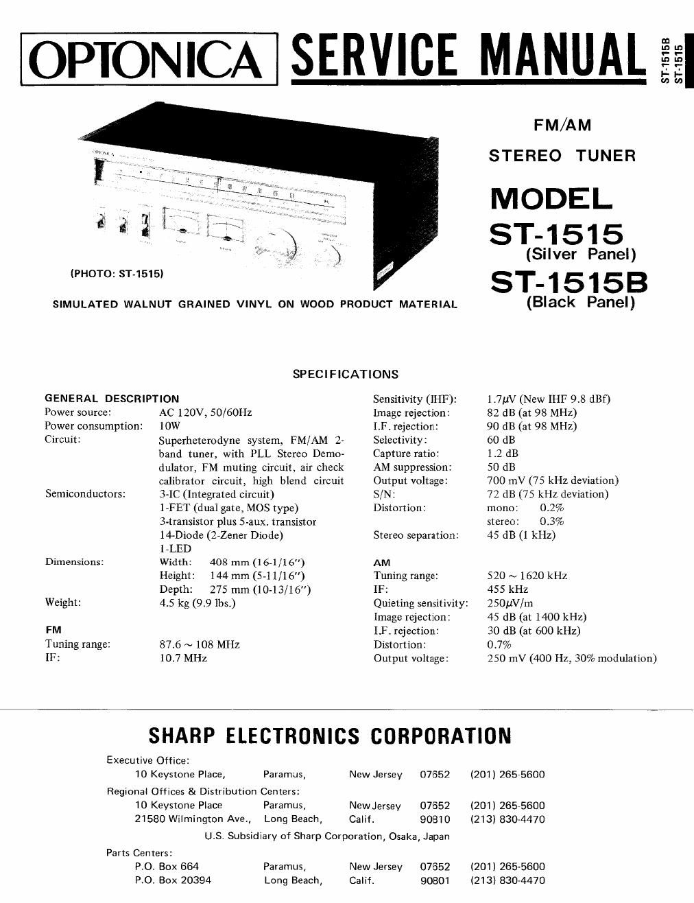 optonica st 1515 b service manual