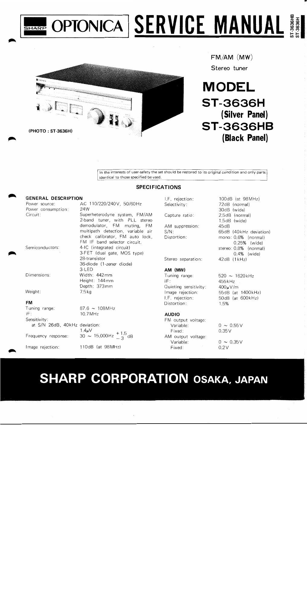 optonica st 3636 hb service manual