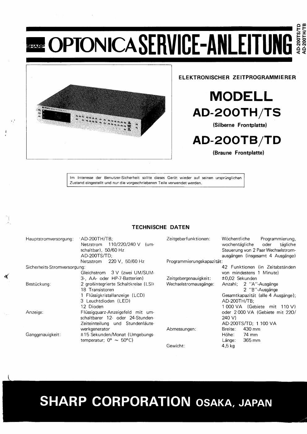 Optonica AD 200 timer