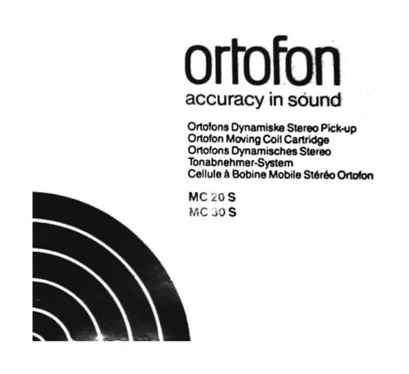 ortofon mc 20 s mc 30 s owners manual
