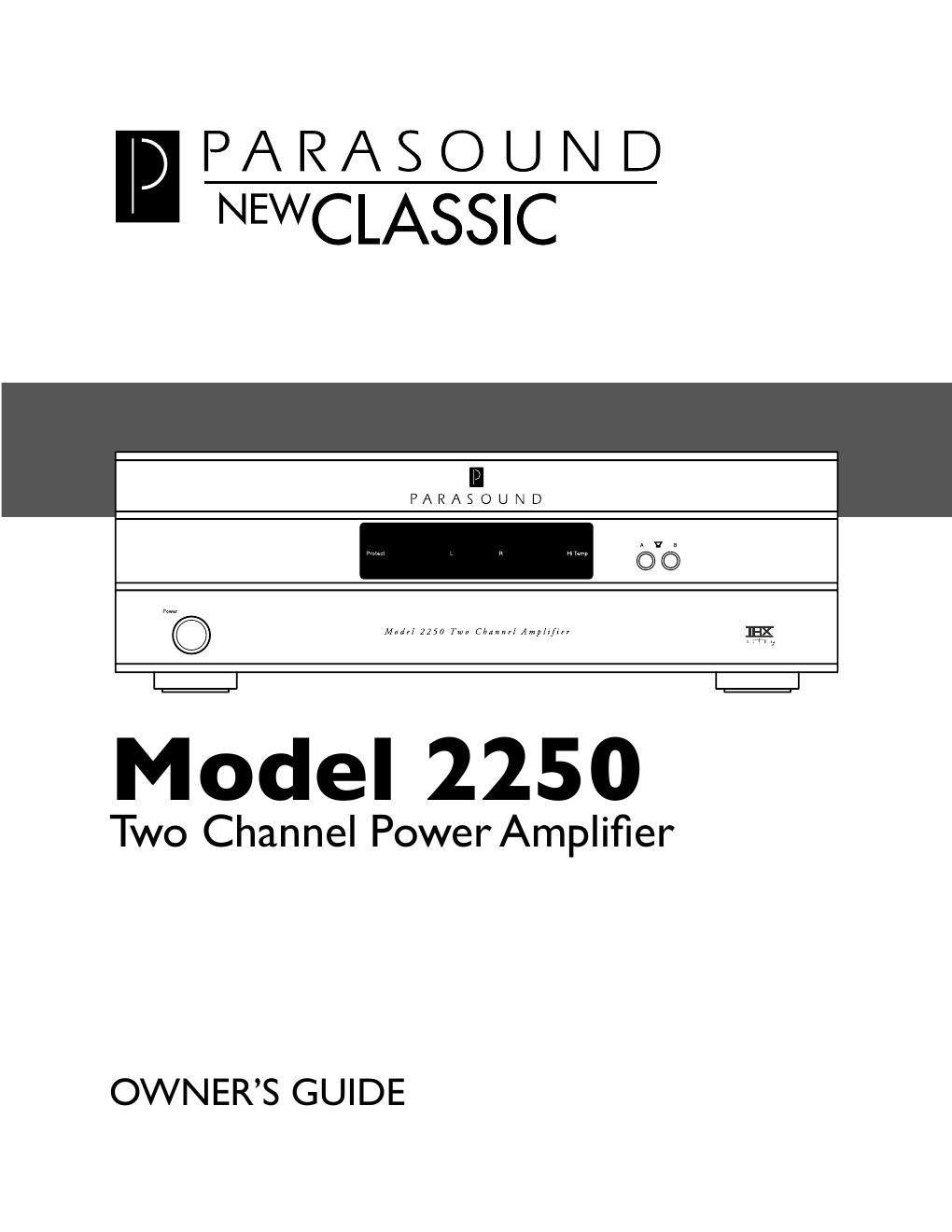 parasound 2250 owners manual