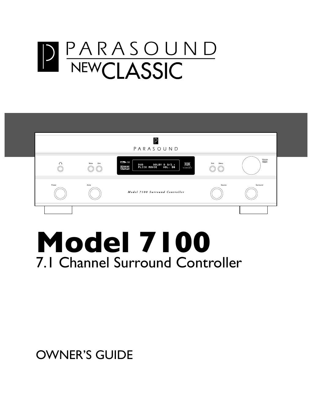 parasound 7100 owners manual