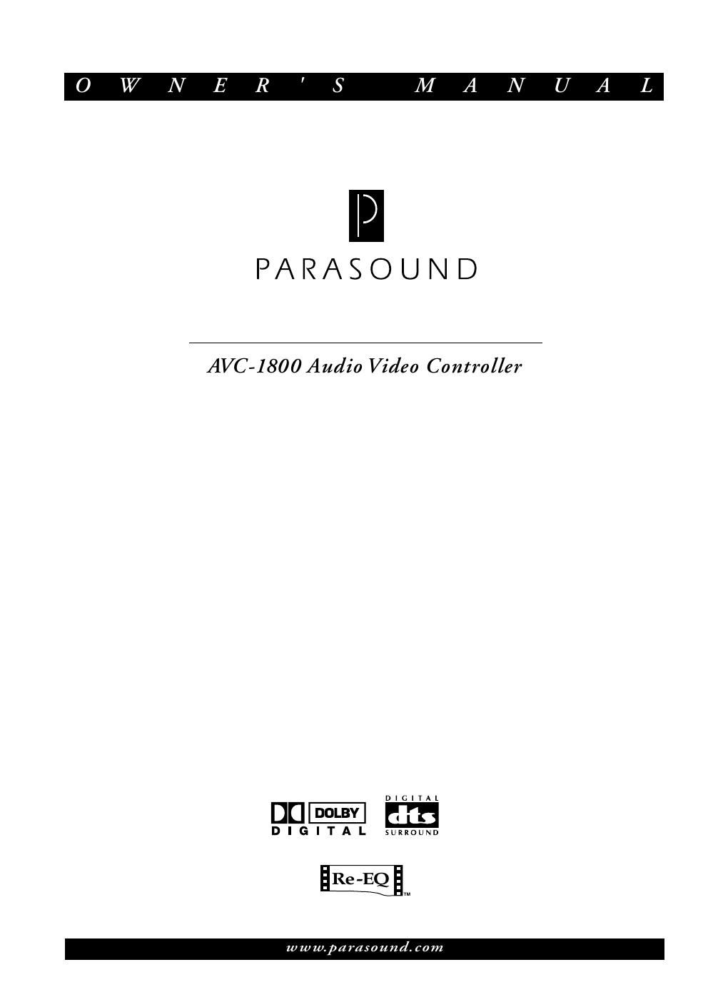 parasound avc 1800 owners manual