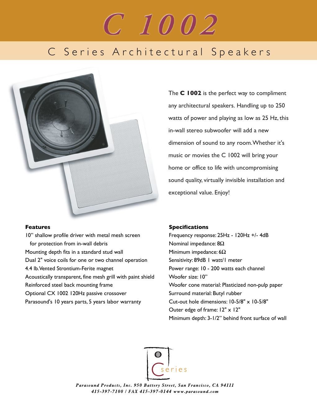 parasound c 1002 brochure