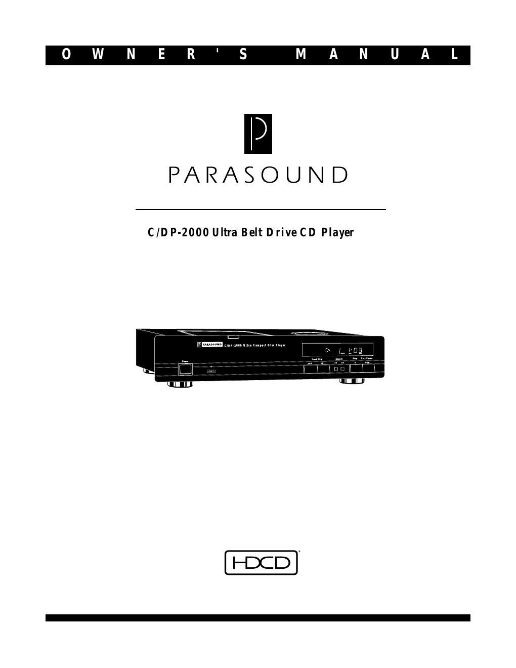 parasound cdp 2000 owners manual