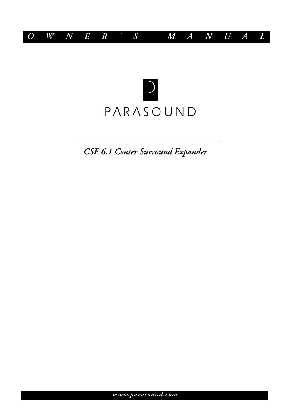 parasound cse 61 owners manual