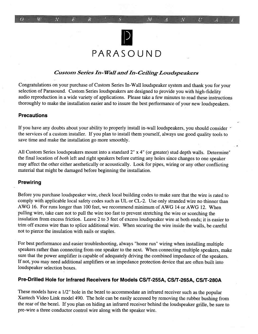 parasound cst 80 r owners manual