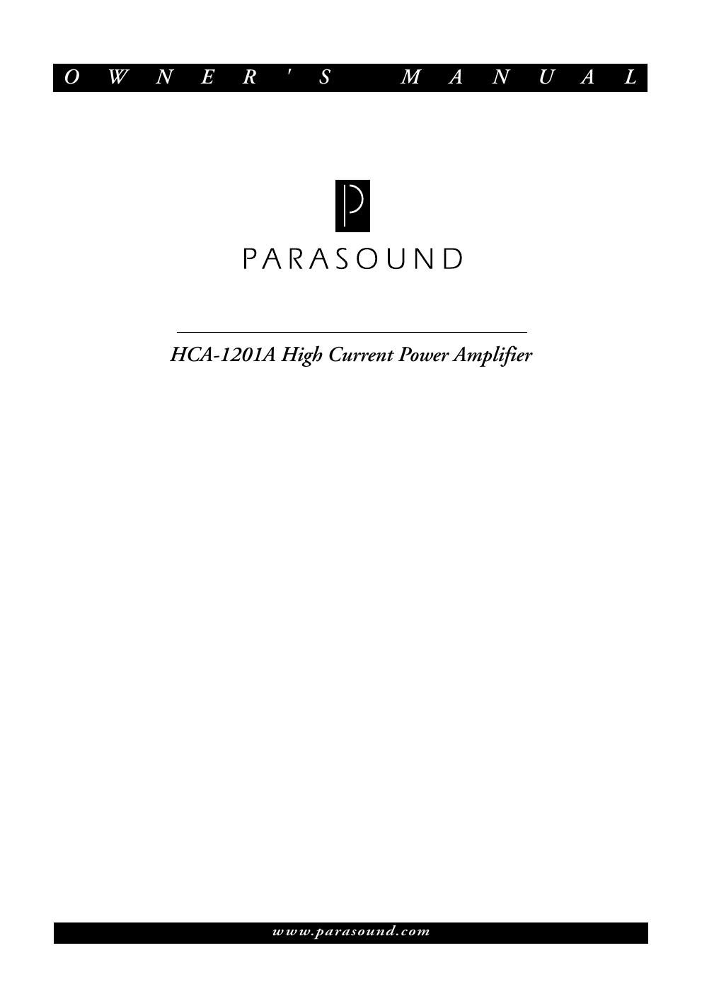parasound hca 1201 a owners manual