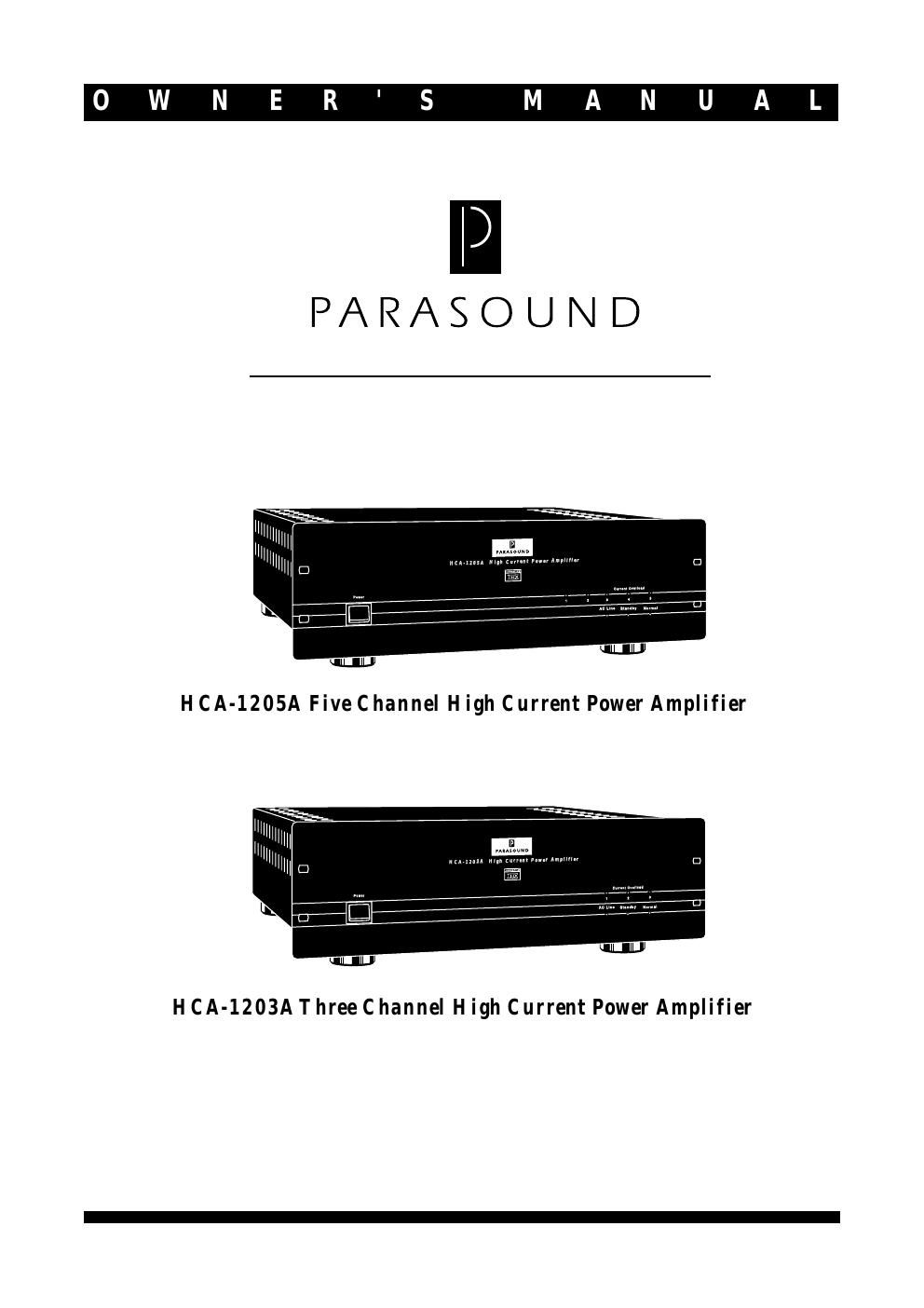 parasound hca 1203 1205 a owners manual