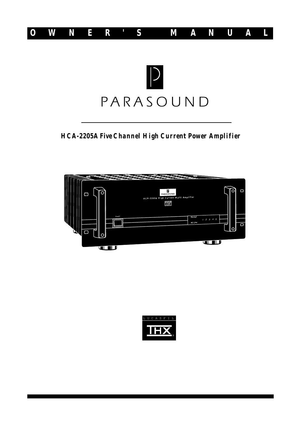 parasound hca 2205 a owners manual